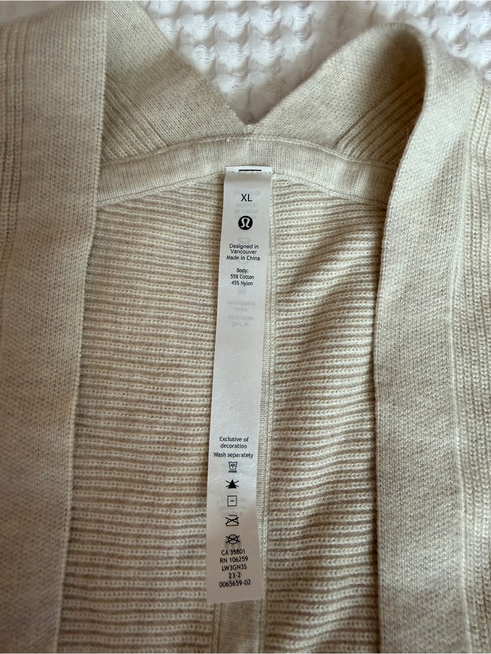 Lululemon Cream Ribbed Knit Cardigan - XL